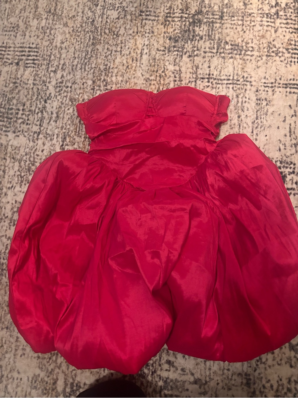 Strapless Red Bubble Skirt Dress